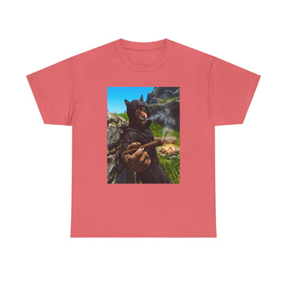 Khajiit Monk Smoking By Campfire Tee