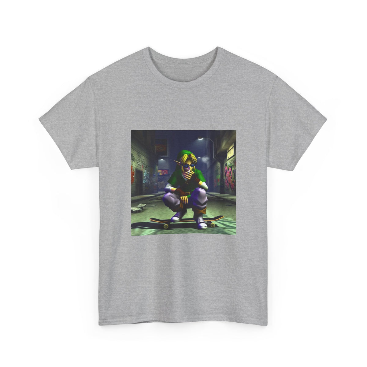 Edgy Link Smoking On Skateboard