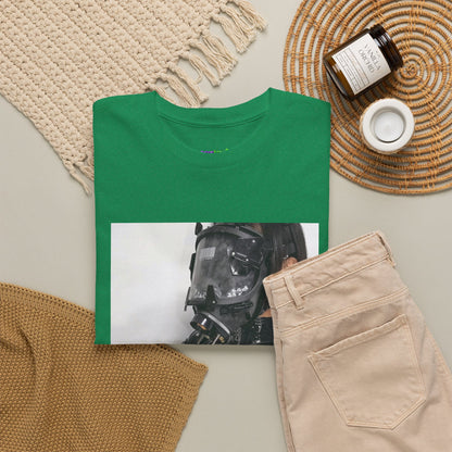 Figure Wearing Gas Mask Tee