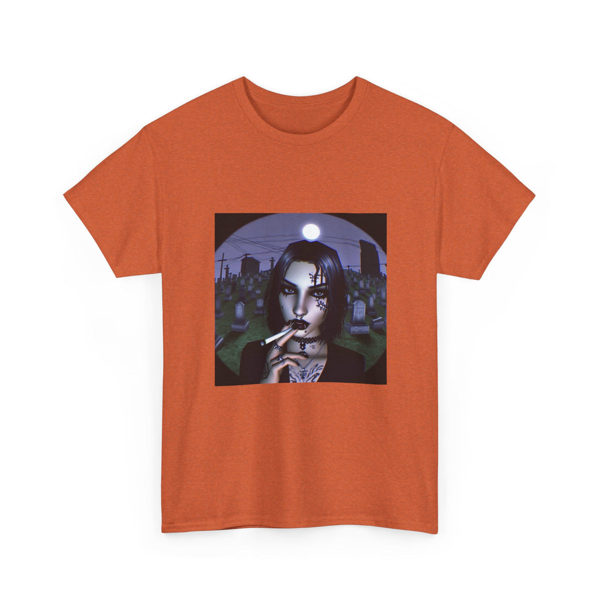 Goth Queen Smoking In Cemetery Moonlight Tee