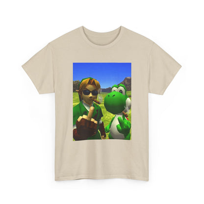 Link And Yoshi Smoking With Attitude Tee