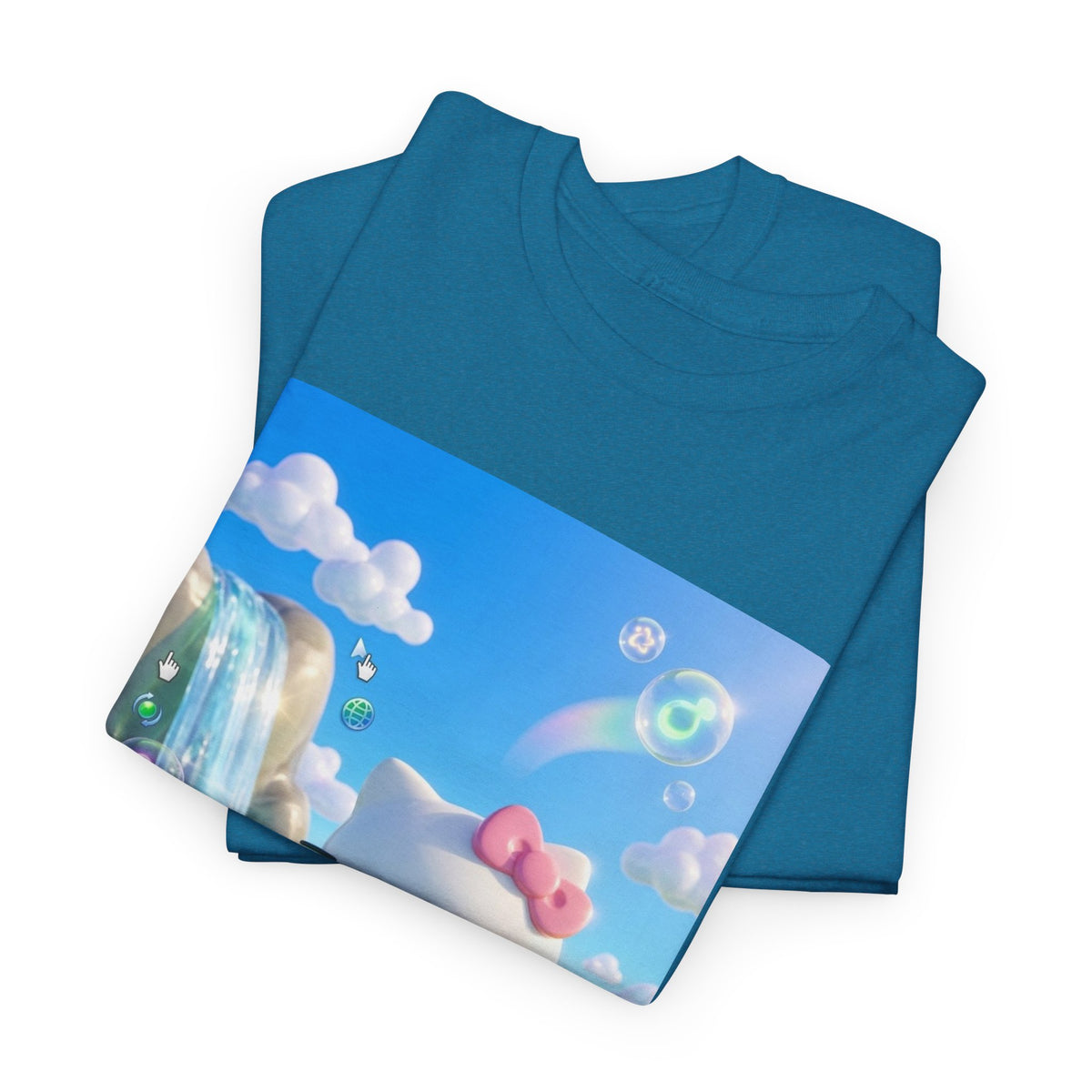 Kitty Flips The Bird In Dreamy Landscape Tee