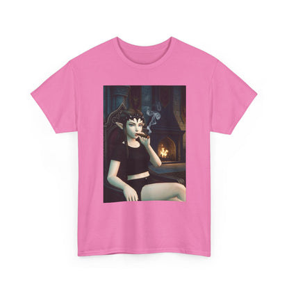 Dark Elf Queen Smoking Cigar By Fireplace Tee
