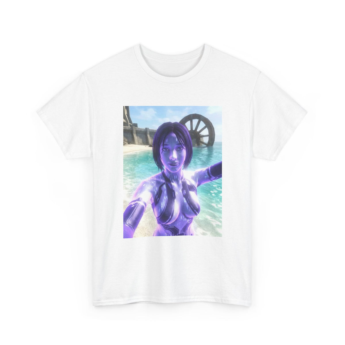 Holographic AI Taking Beach Selfie Tee