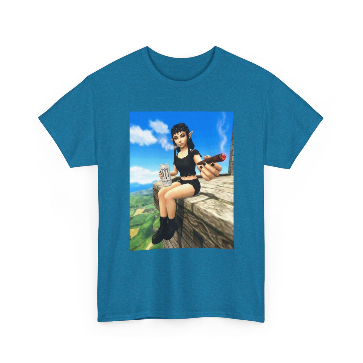 Elf Girl Smoking Cigar On Mountain Tee