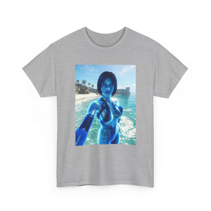Holographic AI On Tropical Beach Tee