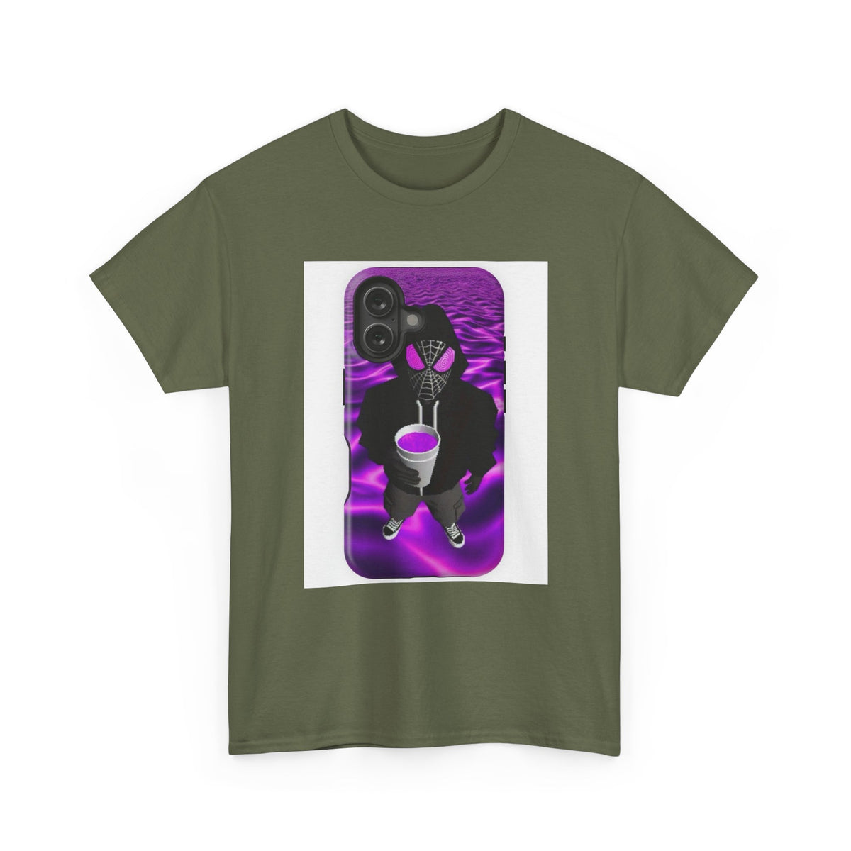 Pixelated Web-Slinger Holding Purple Drink Tee