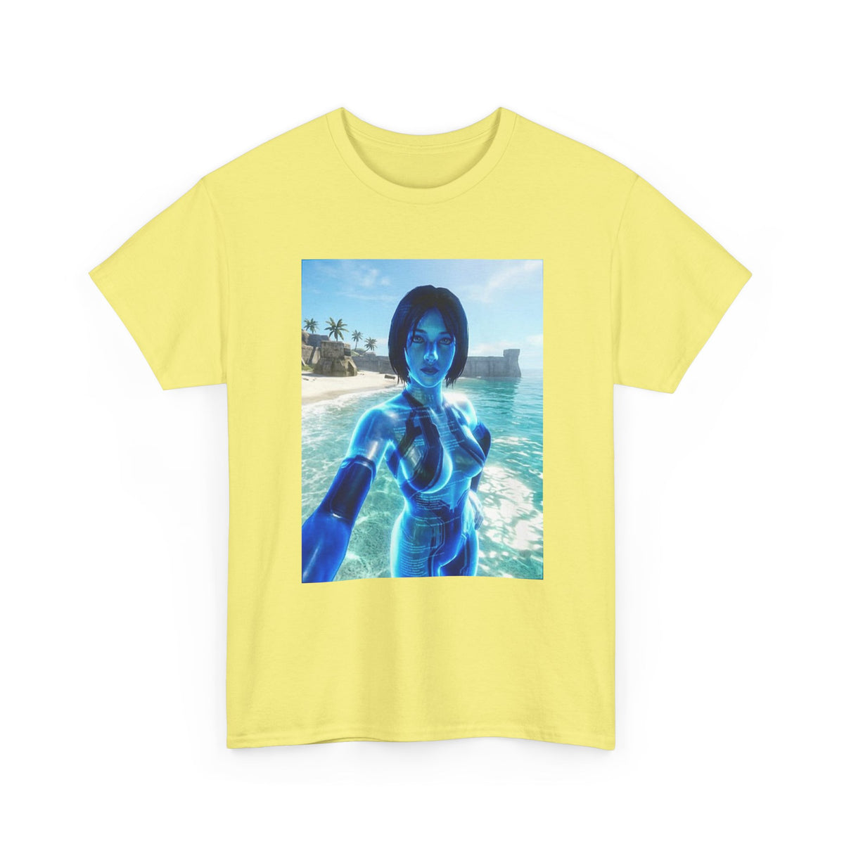 Holographic AI On Tropical Beach Tee