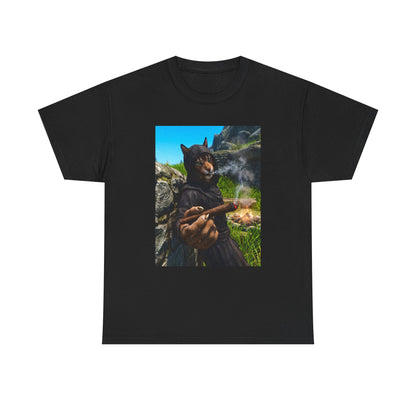 Khajiit Monk Smoking By Campfire Tee