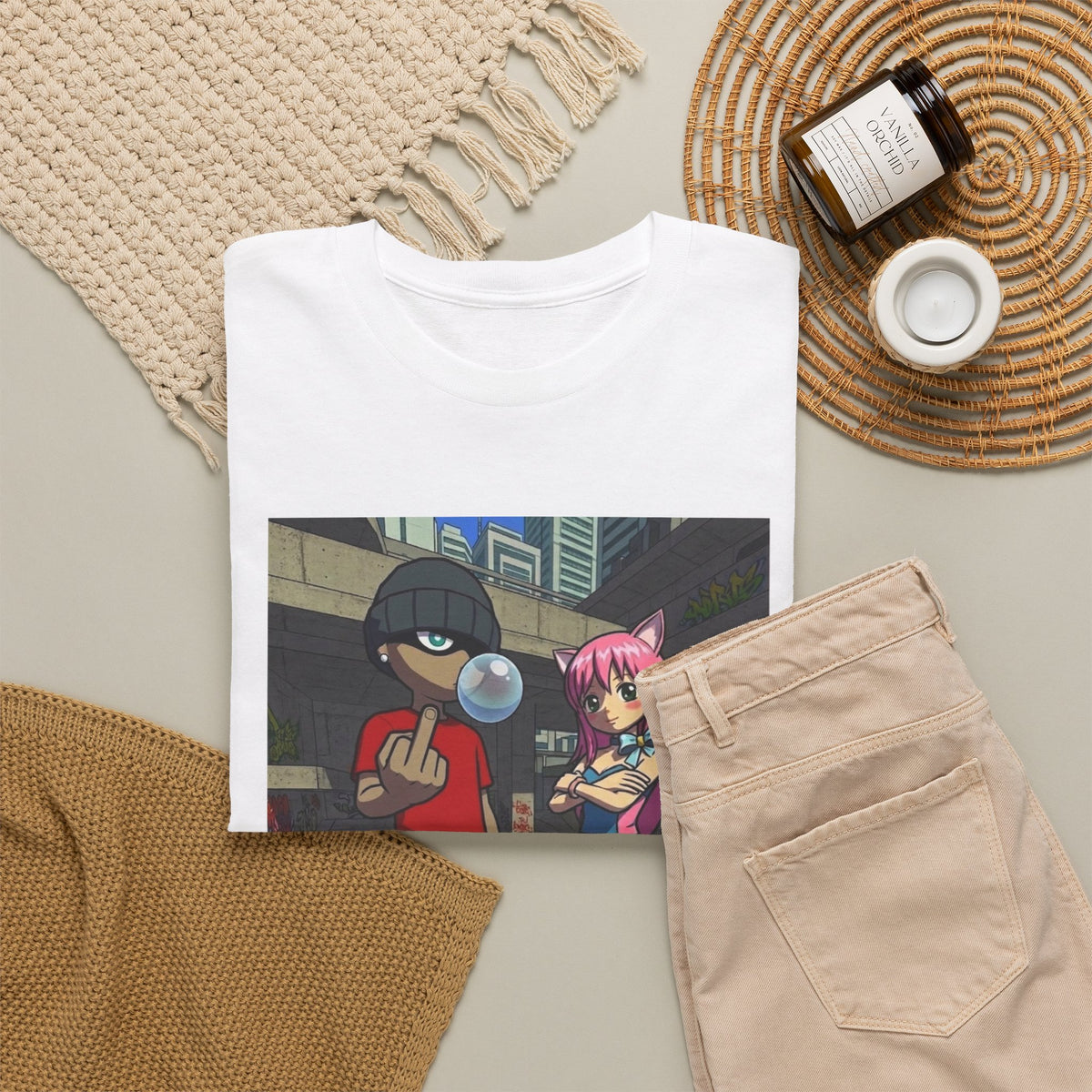 Skater Punk And Kitty Girl In Skater Park Tee