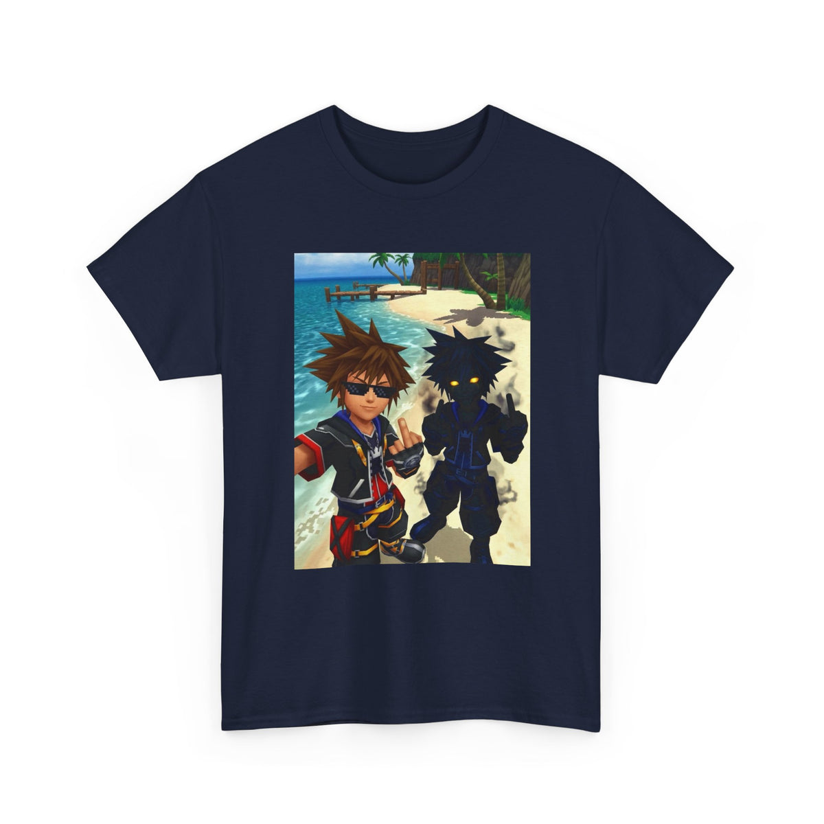 Sora And Dark Form Flipping Off At The Beach