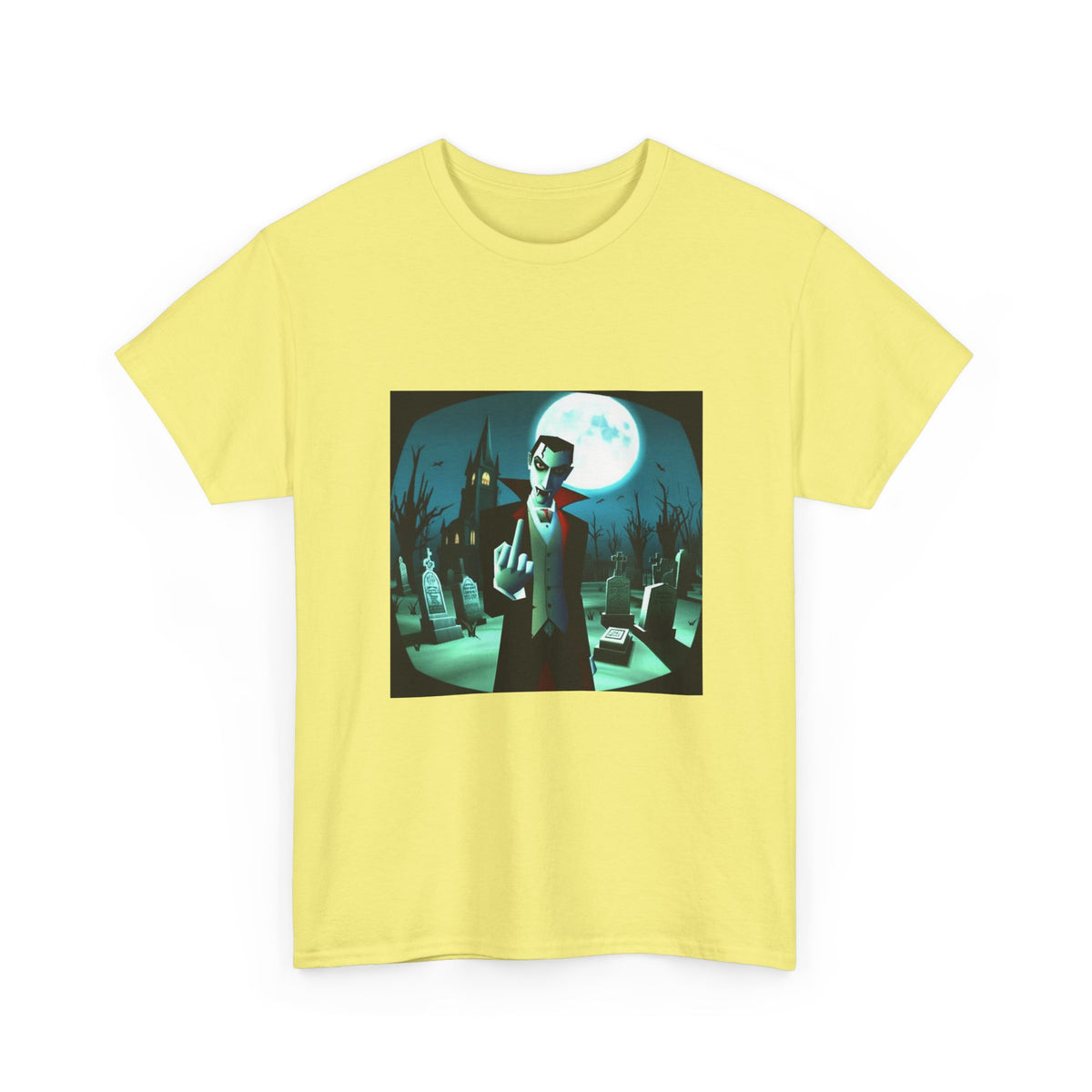 Vampire Giving The Finger In Cemetery Tee