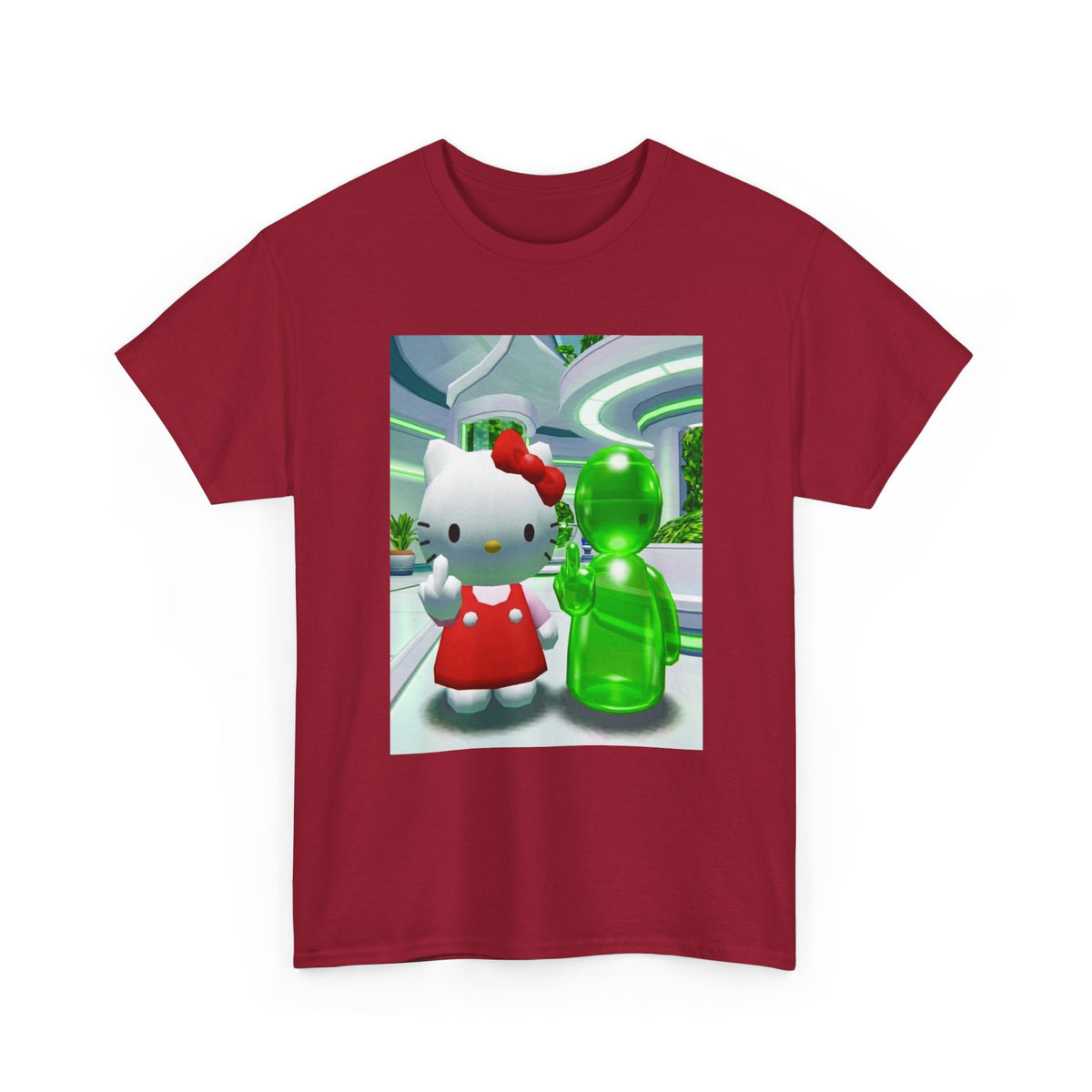 Kitty And Green Alien Flipping The Bird