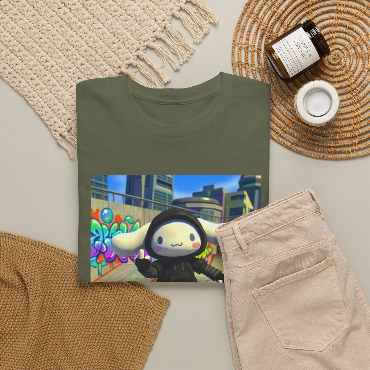 Edgy Cinnamoroll Skater Flipping Off Tee