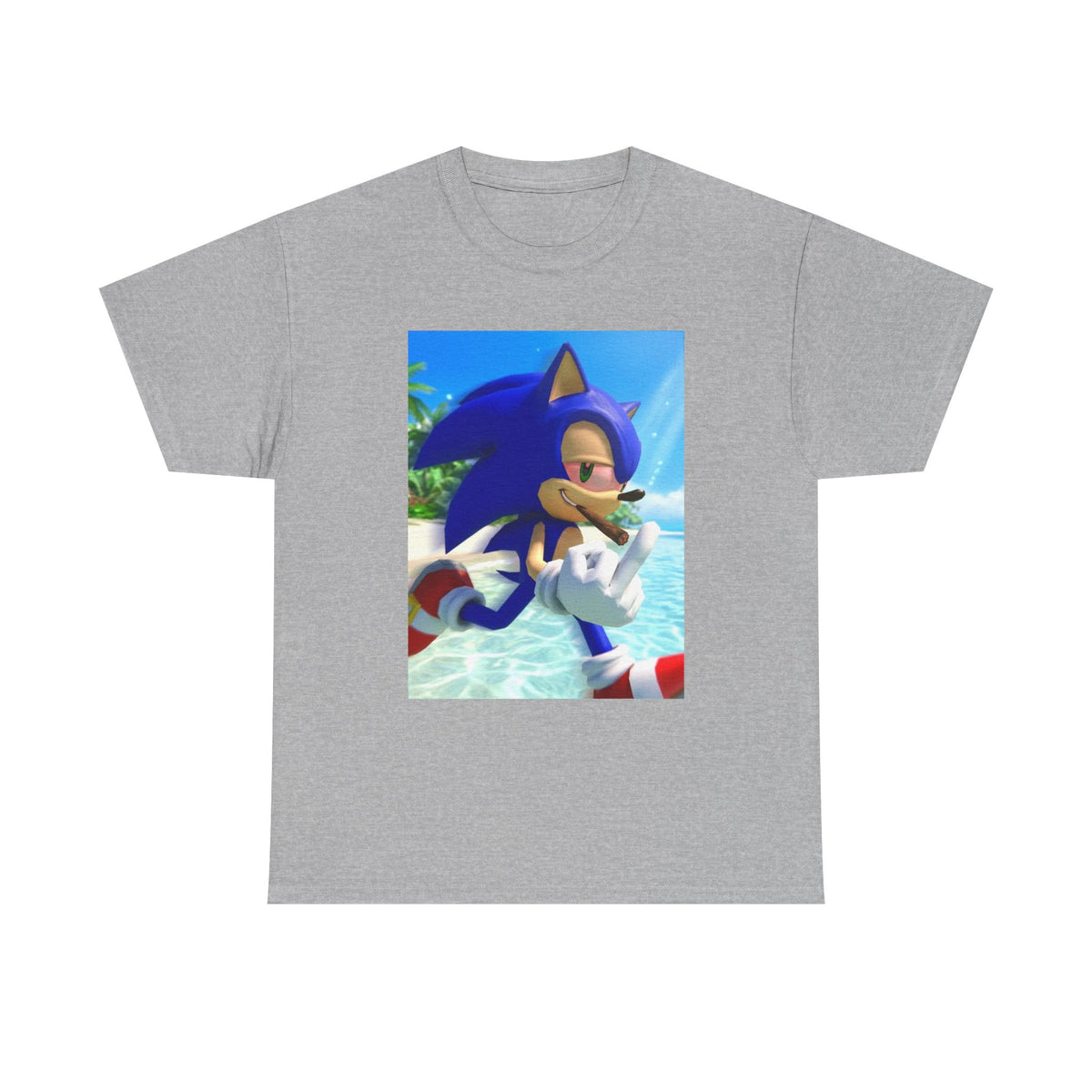Sonic Smoking Blunt At Beach Tee