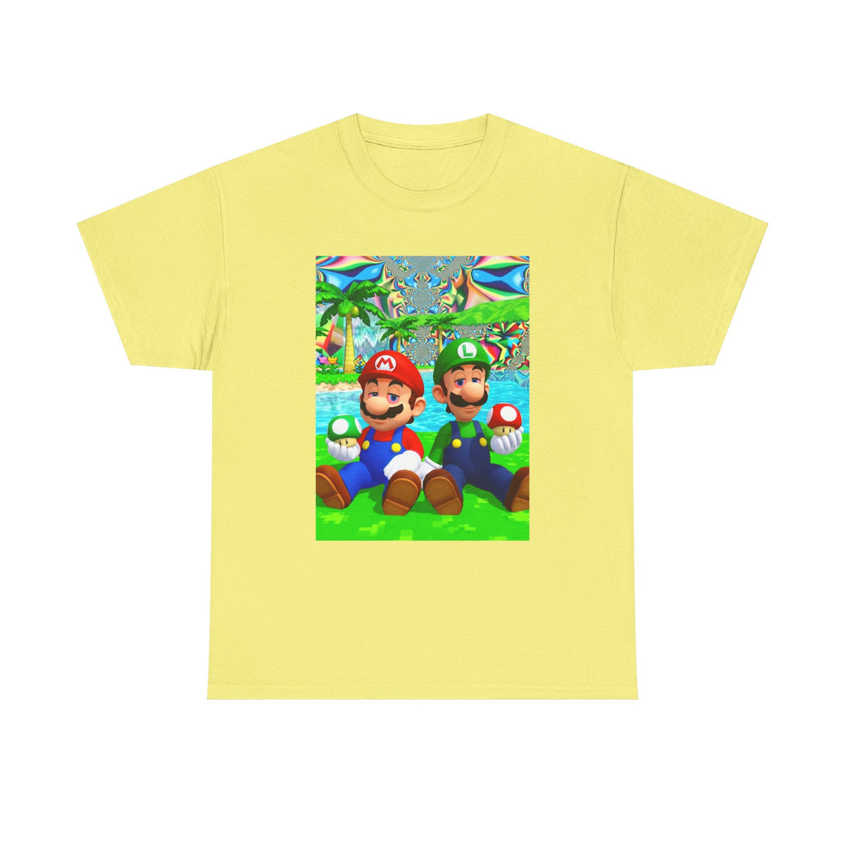 Mellow Mario And Luigi With Mushrooms Tee