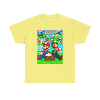 Mellow Mario And Luigi With Mushrooms Tee