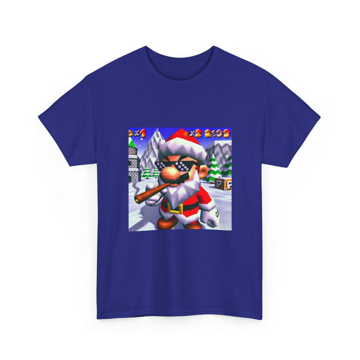 Deal With It Santa Mario Smoking Blunt Tee
