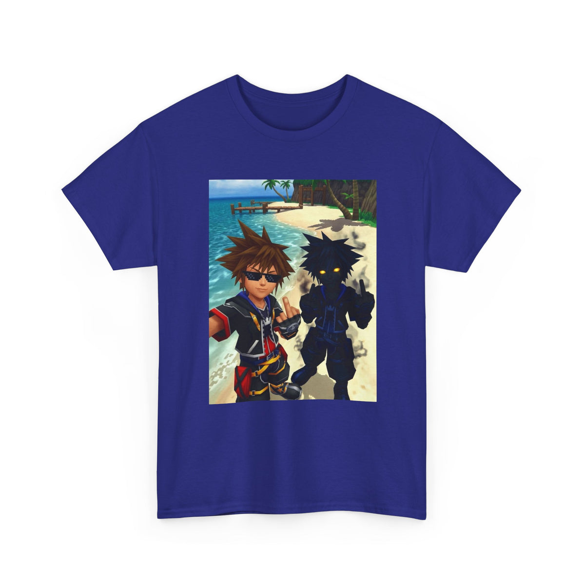 Sora And Dark Form Flipping Off At The Beach