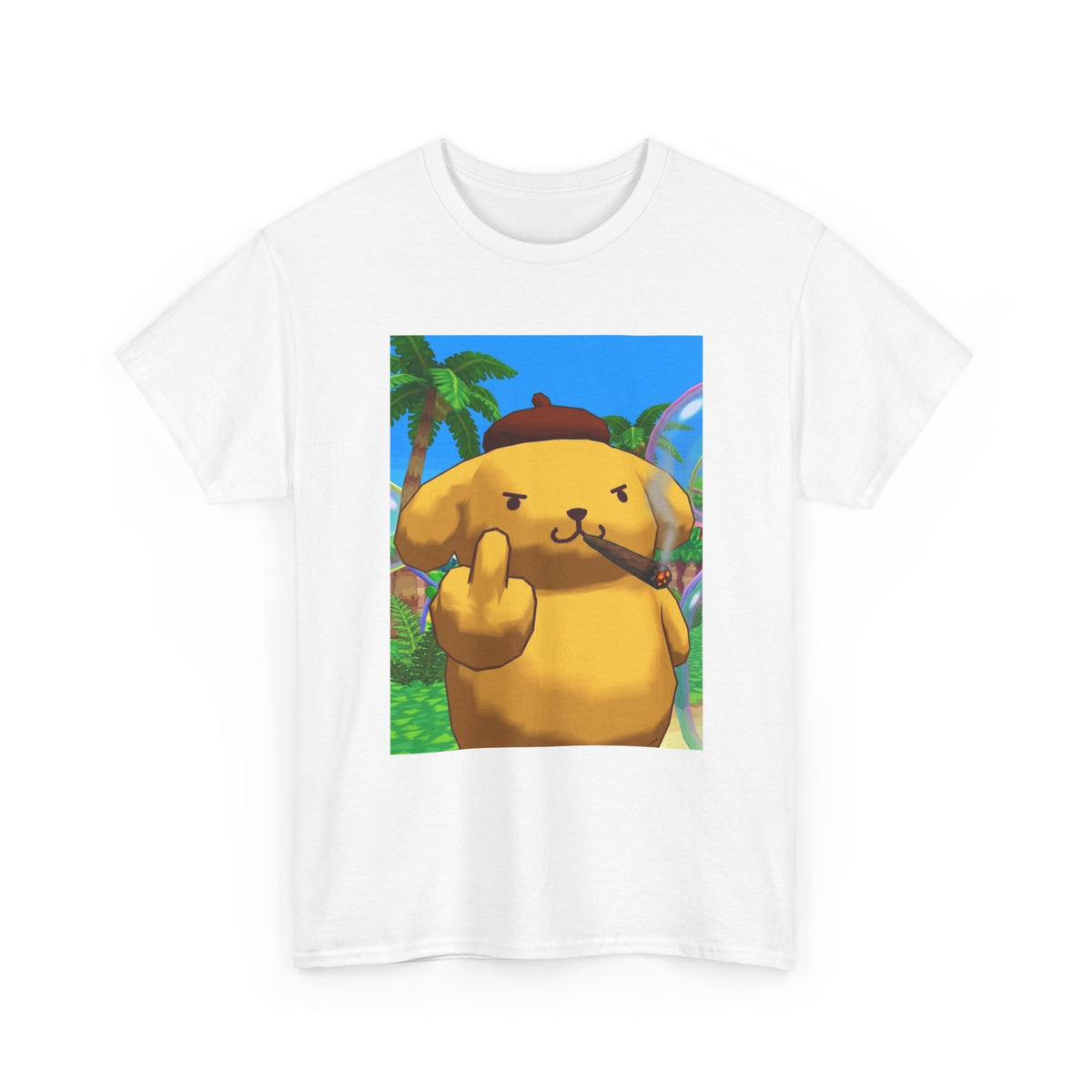 Pompompurin Smoking Blunt Flipping Bird Tee