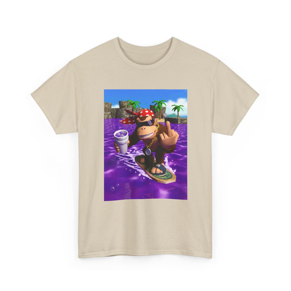 Diddy Kong Surfing Purple Lean Flipping Off Tee