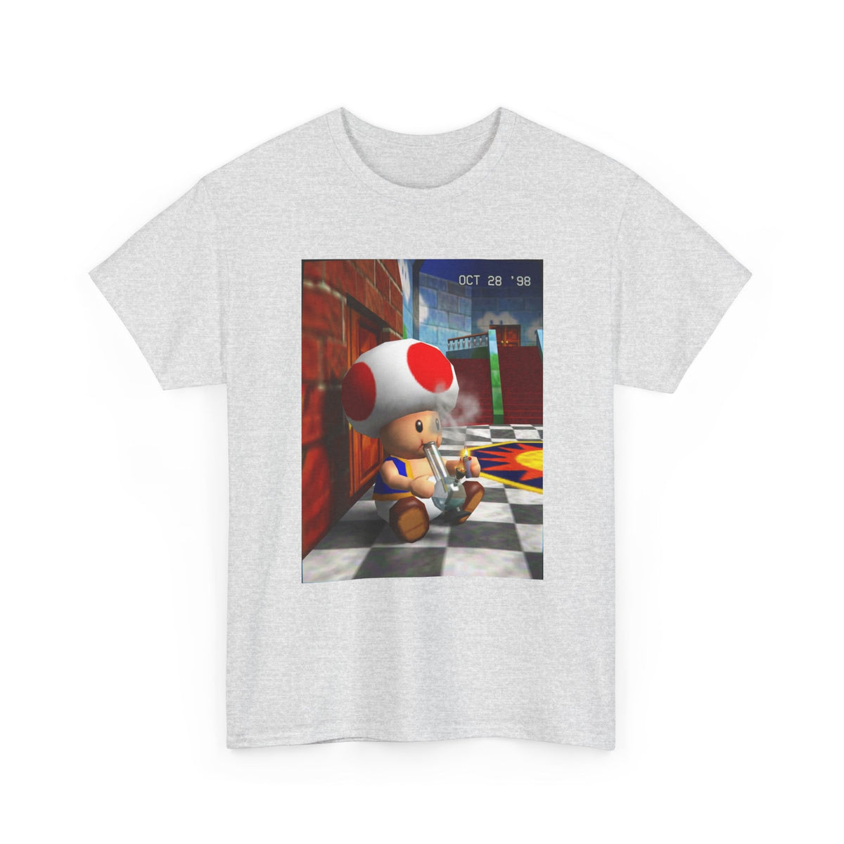 Toad Hitting Bong In Retro World Tee