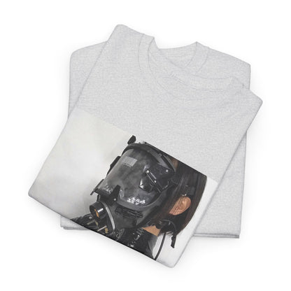 Figure Wearing Gas Mask Tee
