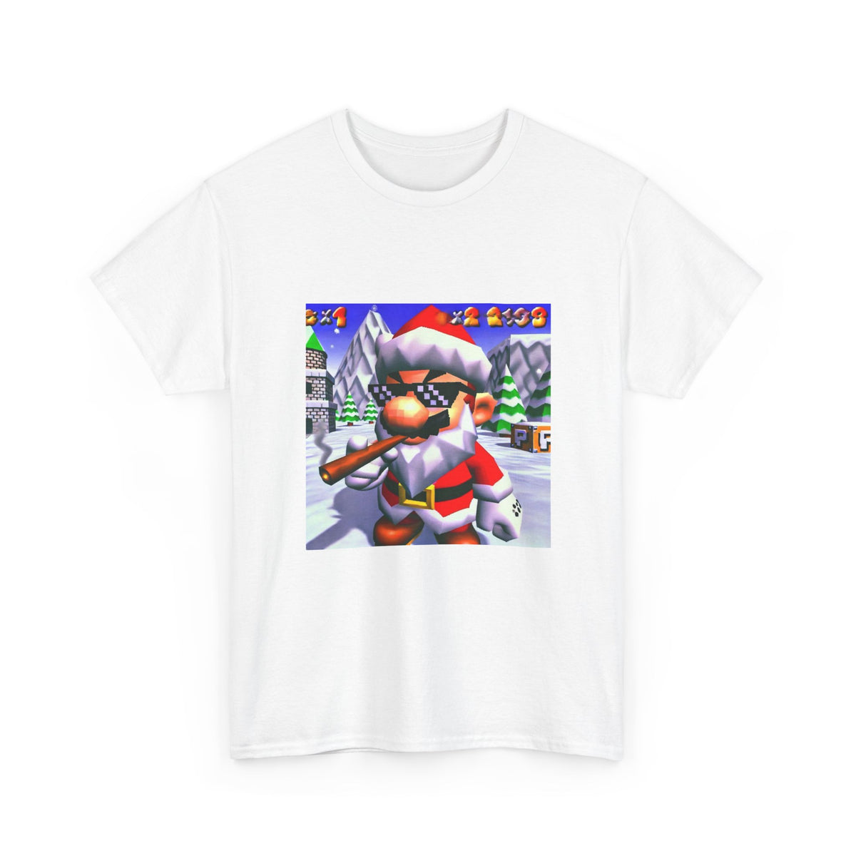 Deal With It Santa Mario Smoking Blunt Tee