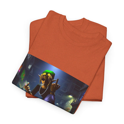 Edgy Ocarina Link Skater Flipping Off Tee