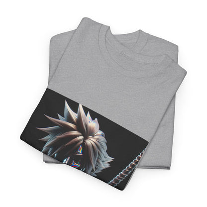 Chrome Spiky-Haired Warrior Reflecting Rainbows Tee