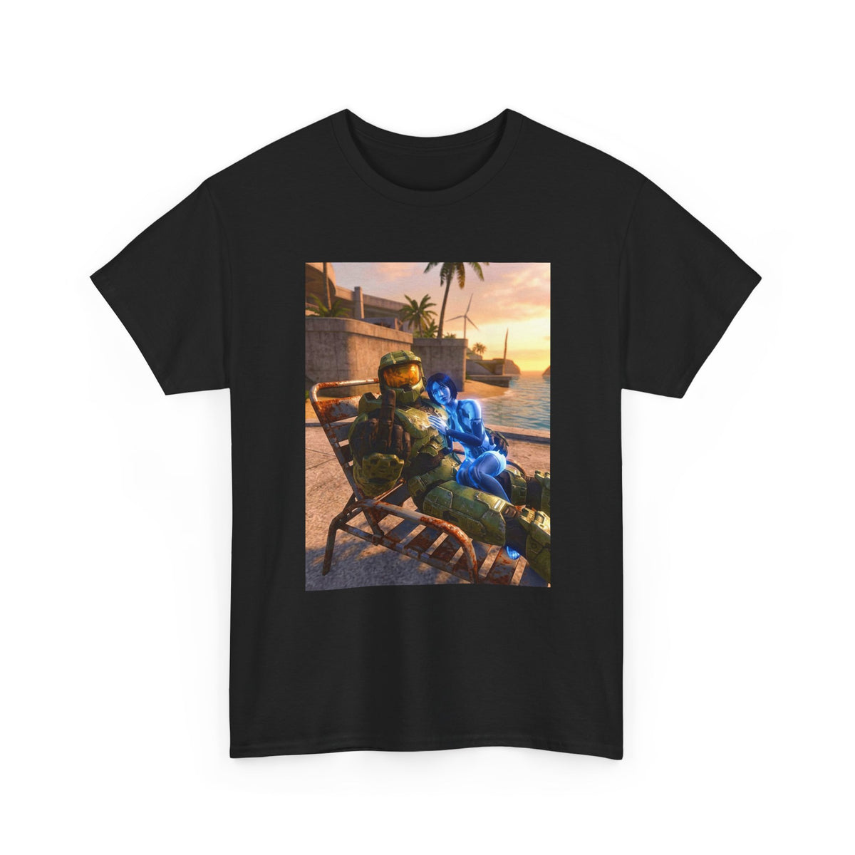 Master Chief Chilling With Cortana Beachside