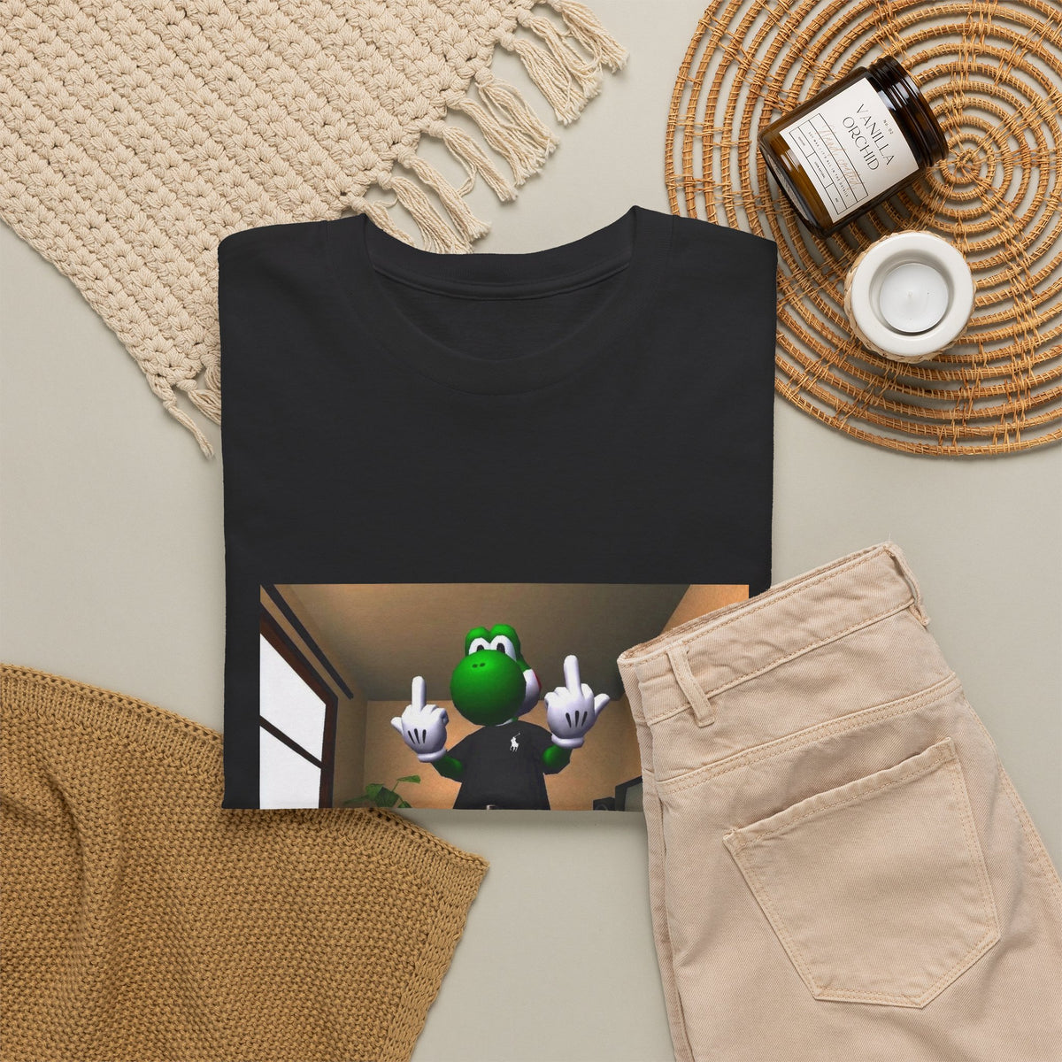 Yoshi Flipping Off In The Living Room Tee