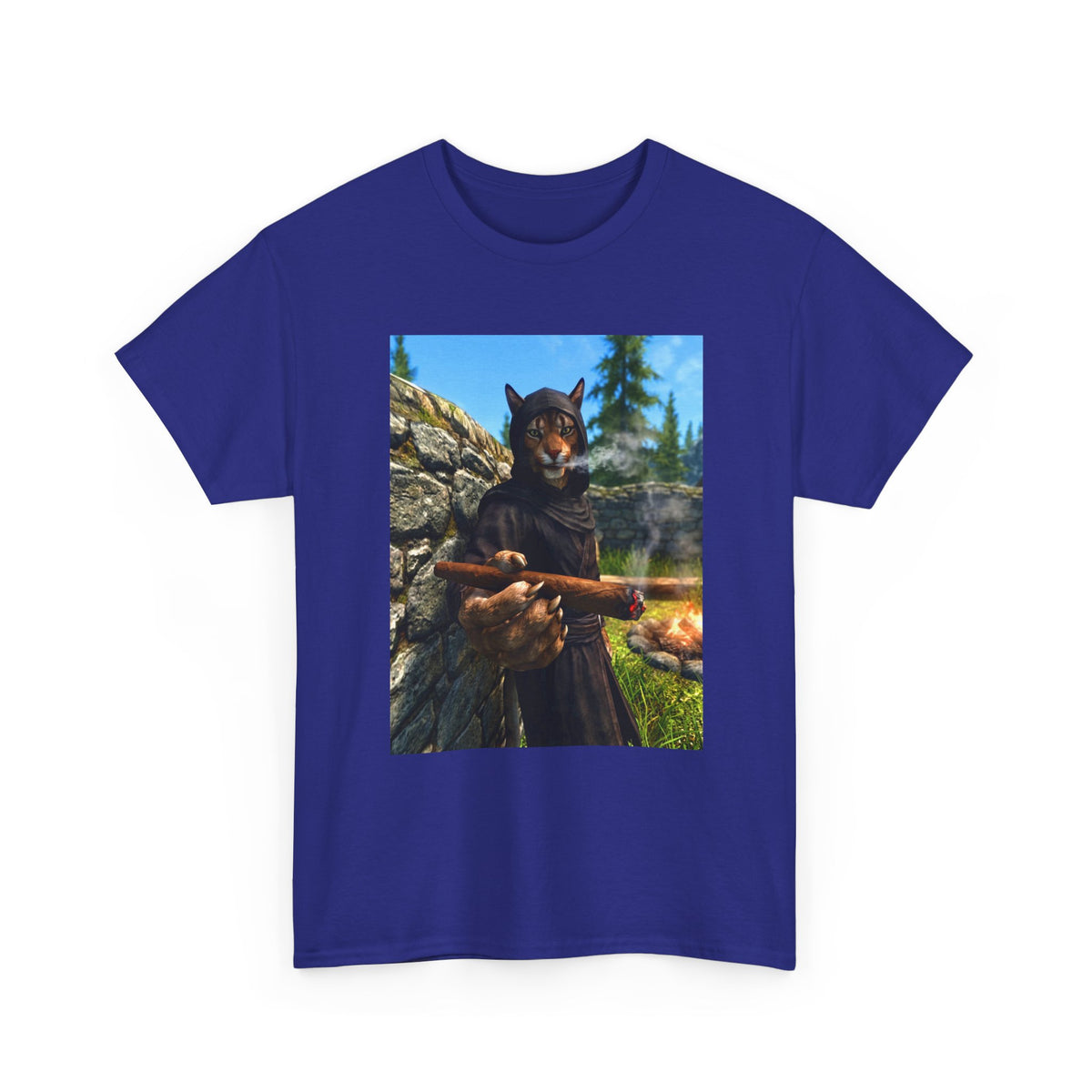 Khajiit Smoking Fat Cigar Campfire Tee