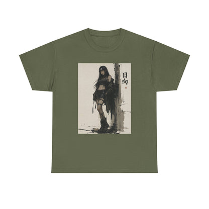 Anime Warrior Girl Leaning On Post Tee