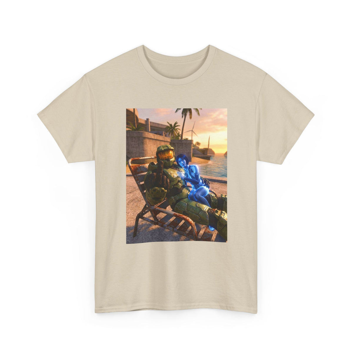 Master Chief Chilling With Cortana Beachside