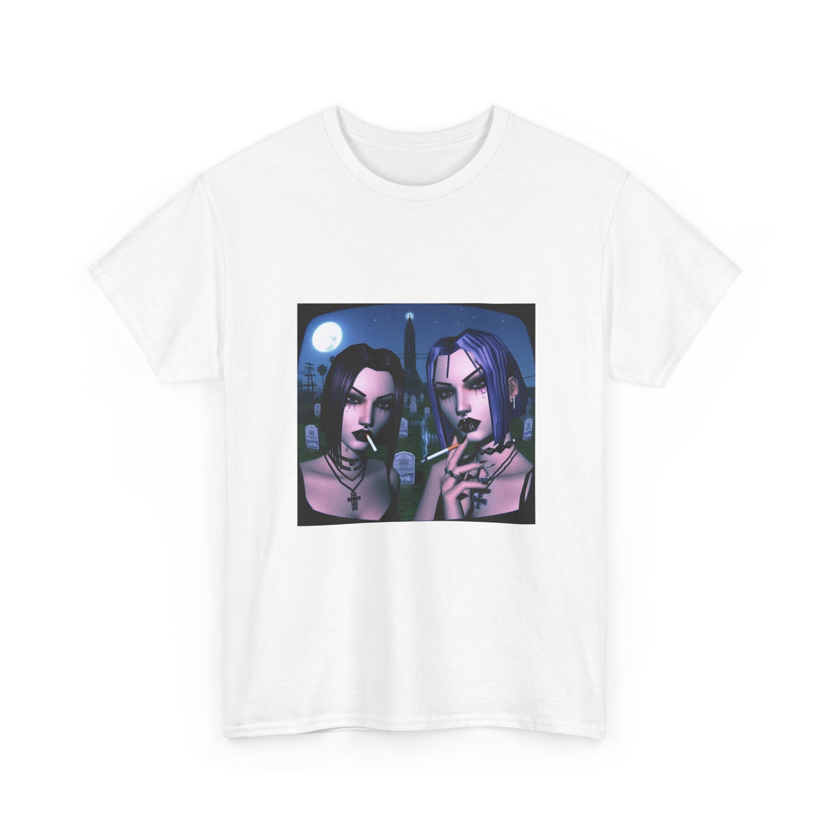 Gothic Gals Smoking In Cemetery Tee