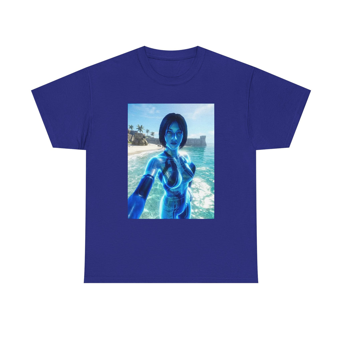 Holographic AI On Tropical Beach Tee