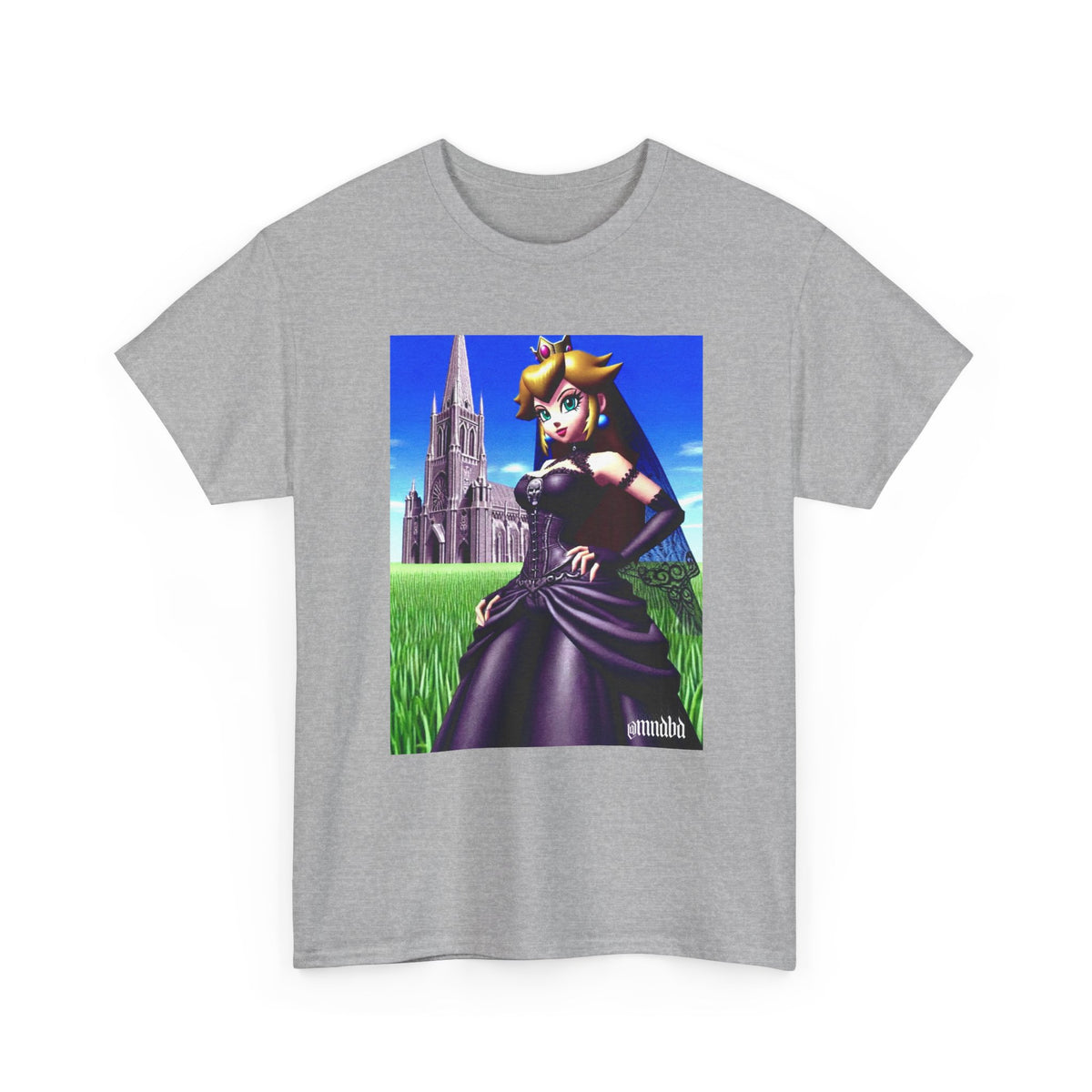 Gothic Princess Peach Posing Before Cathedral