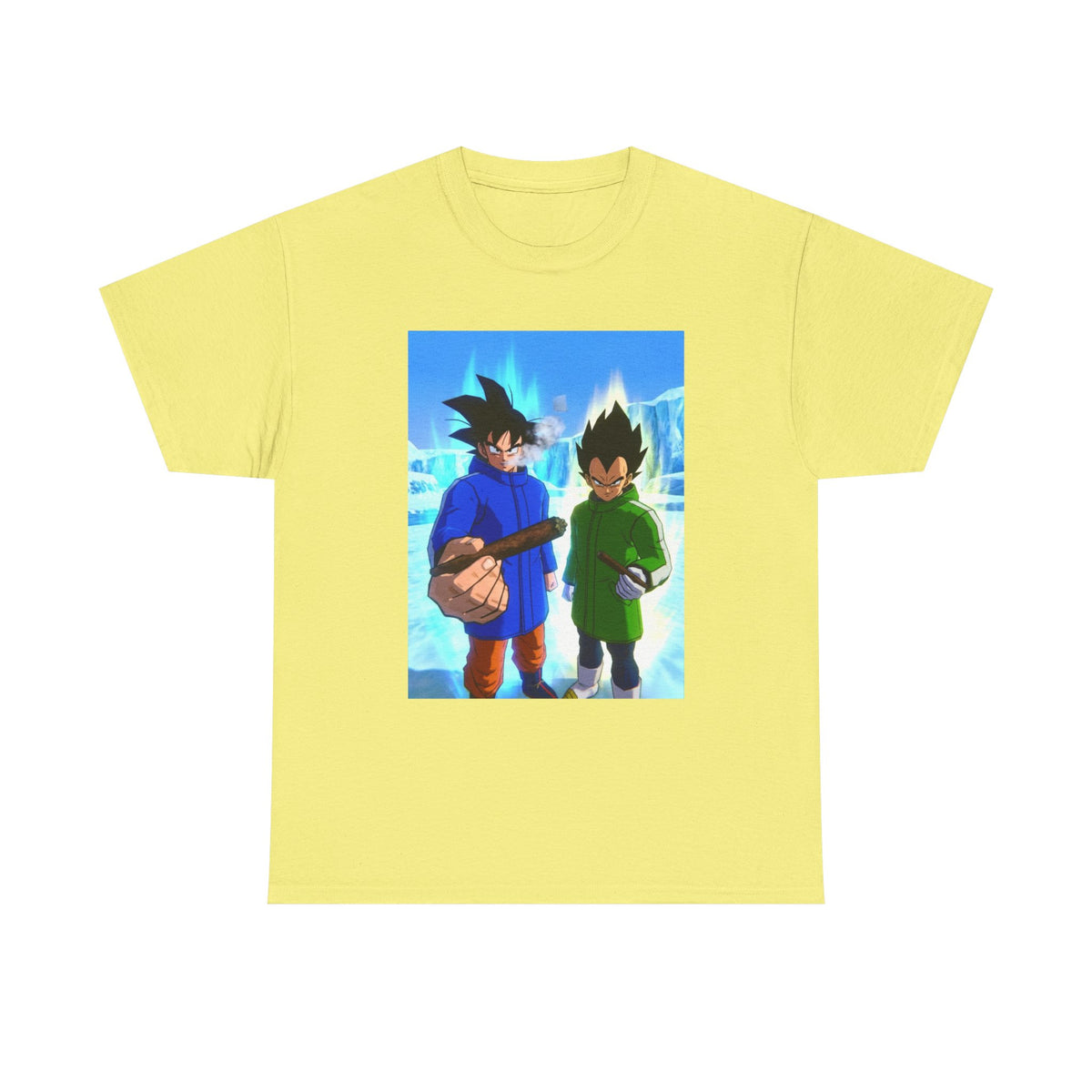 Goku And Vegeta Smoking In Snowy Scene Tee