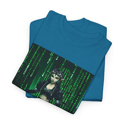 Cyberpunk Elf Queen In The Matrix City Tee