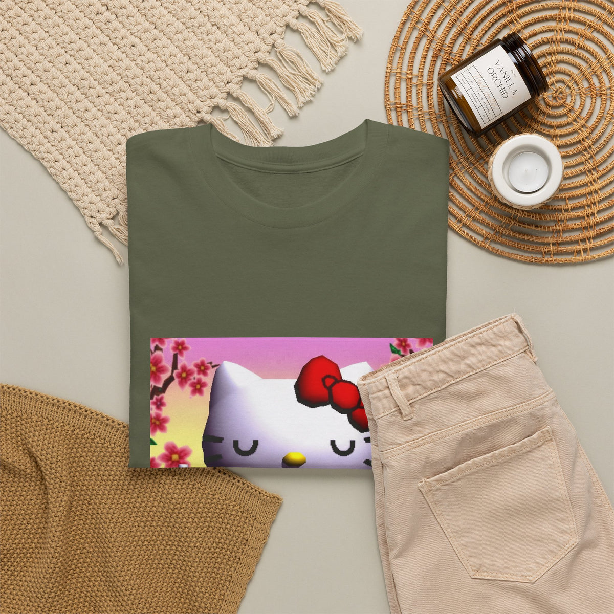 Kitty Meditating and Flipping Bird Tee