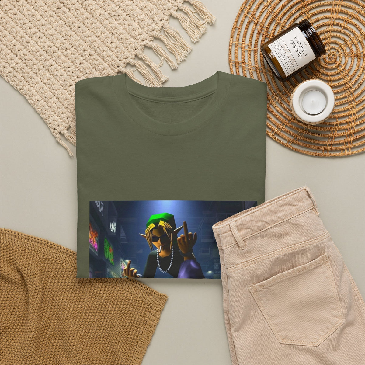 Edgy Ocarina Link Skater Flipping Off Tee