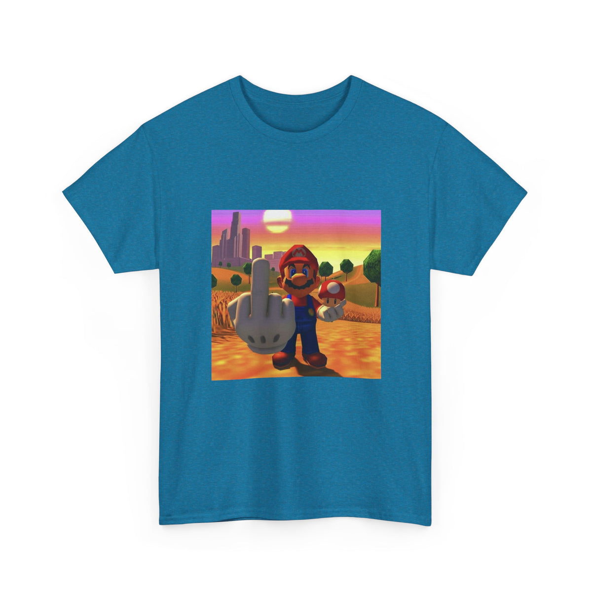 Mario And Mushroom Flipping Off Tee