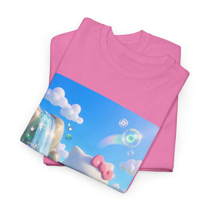 Kitty Flips The Bird In Dreamy Landscape Tee
