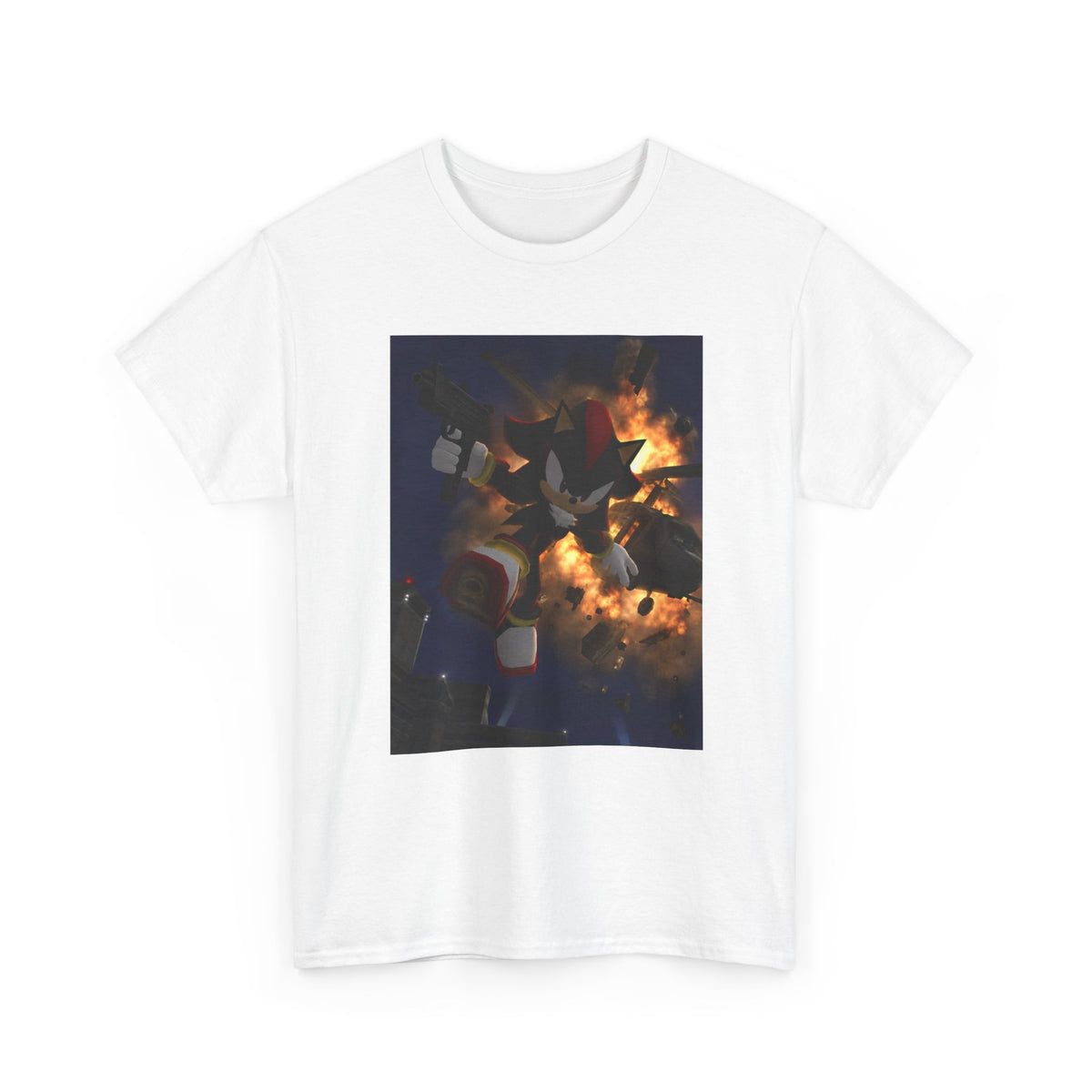 Shadow The Hedgehog With Uzi Amidst Explosion Tee