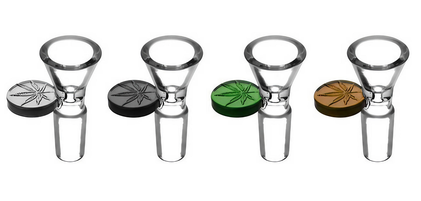 14mm Male Herb Slide w/ Embossed Leaf Tab