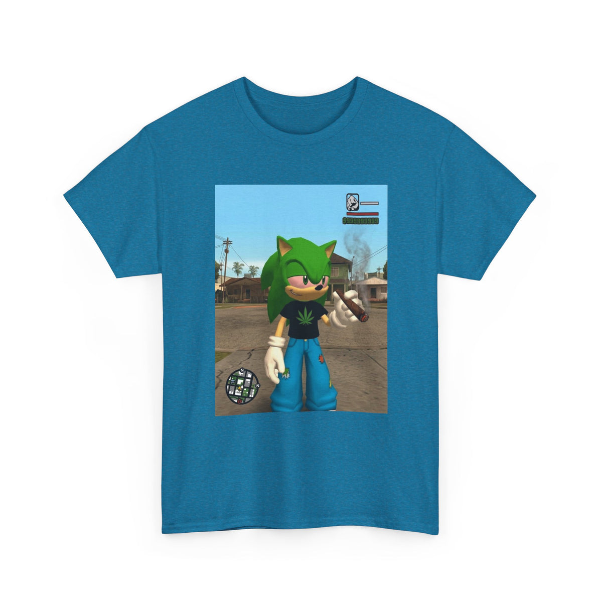 Green Hedgehog Smoking Blunt In San Andreas Tee