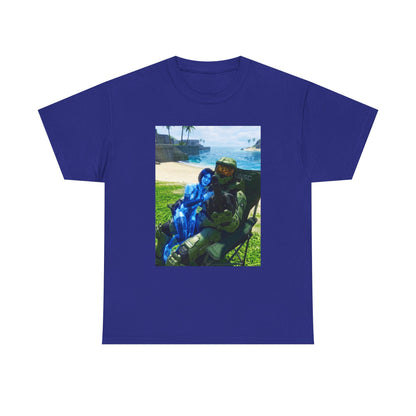 Master Chief And Cortana Beach Chill Tee