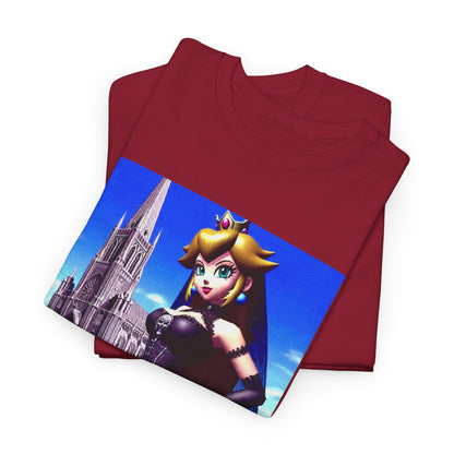 Gothic Princess Peach Posing Before Cathedral