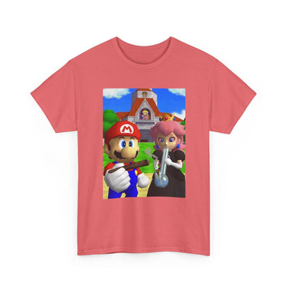 Mario and Peach Puffing Outside Castle